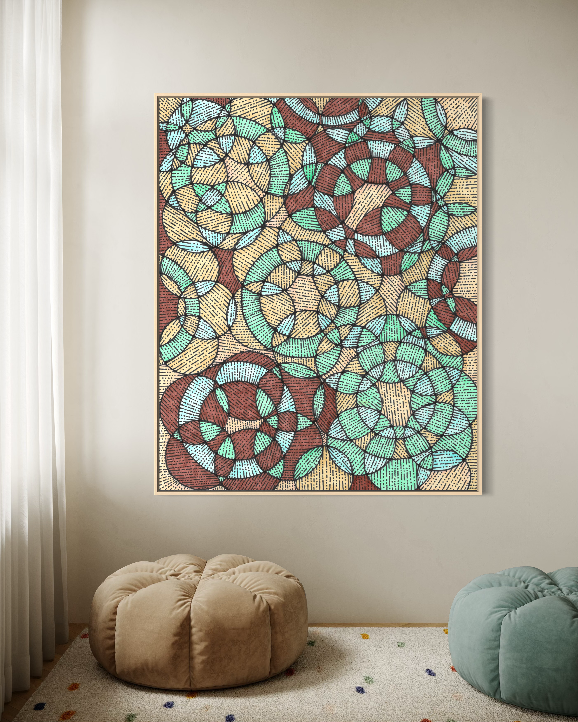 Dia artwork shown in an interior setting