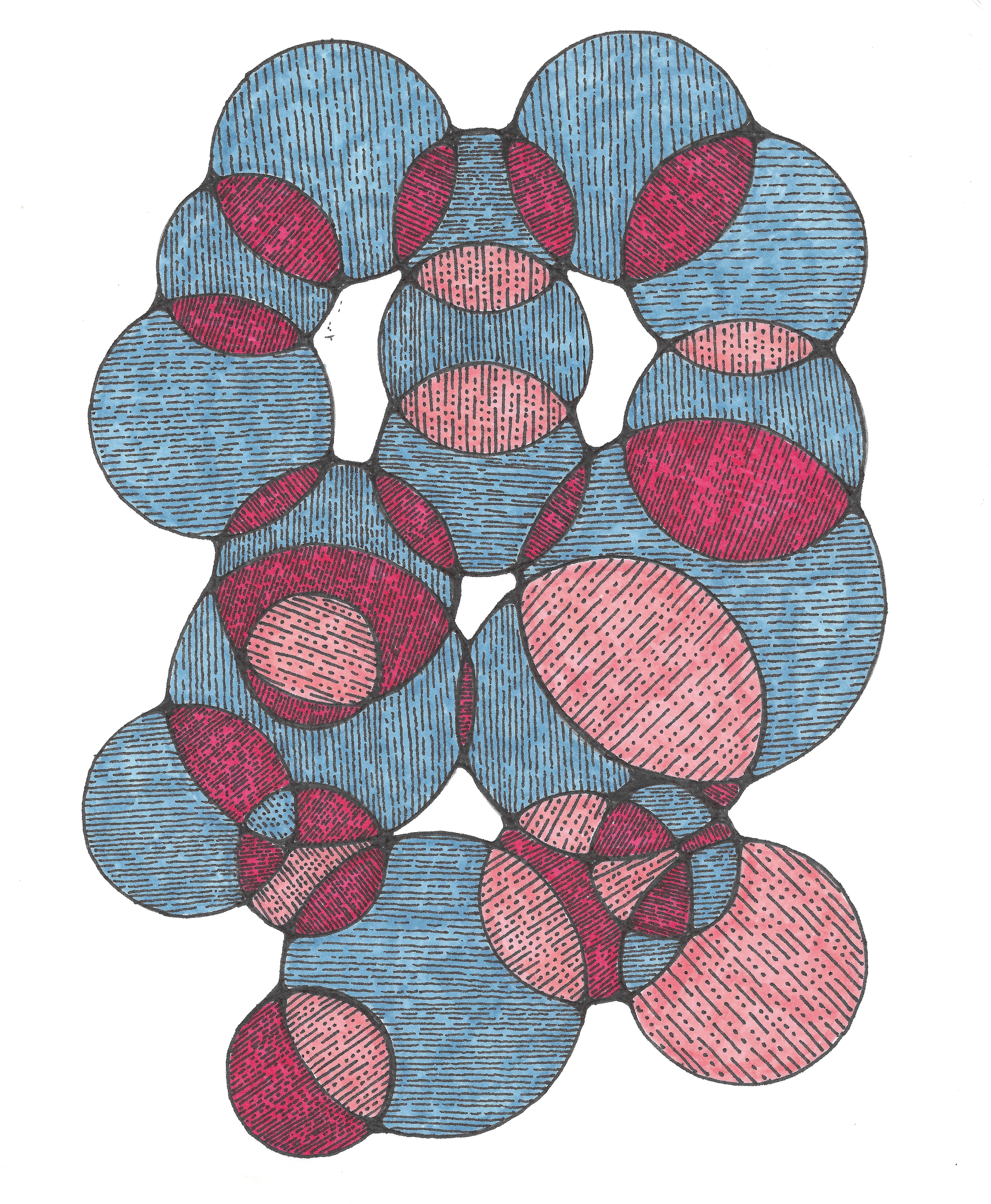 Blue and red original artwork