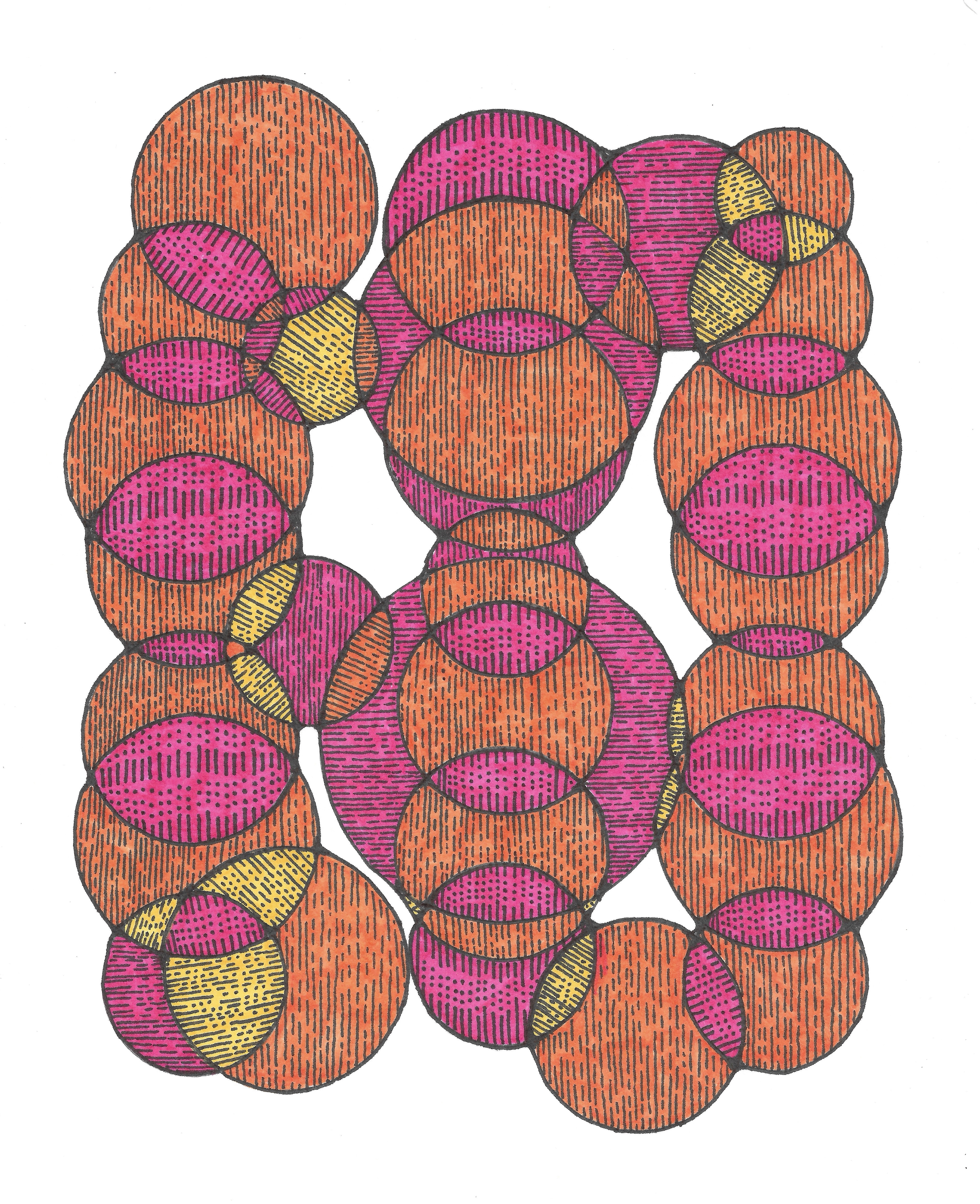 Pink and yellow original artwork