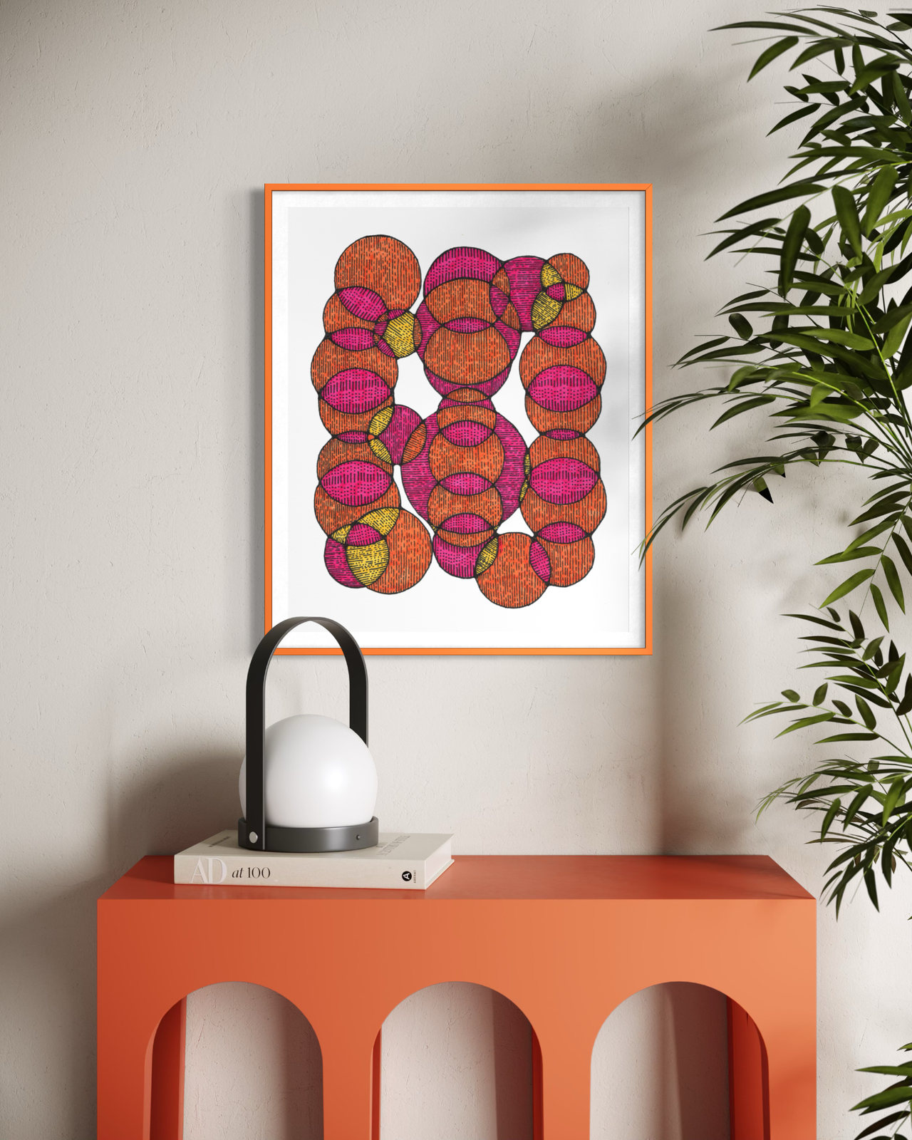 Aurora with an orange frame above an orange console